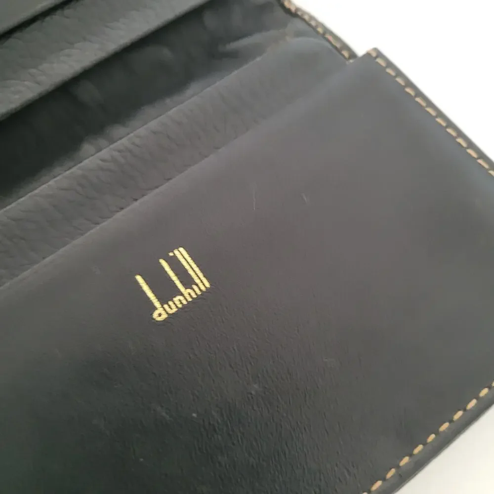 Dunhill Designer Card Wallet Black Bifold Leather Folding Small Logo Vintage